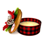 Candela Natalizia a Quadri Rossi – Atmosfera Festiva e Accogliente